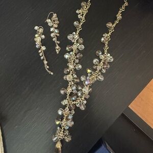 Elegant Gold and Silver Crystal Jewelry Set